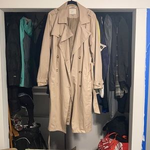 Long sleeved tan tench coat